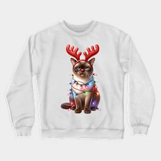 Christmas Red Nose Burmese Cat Crewneck Sweatshirt